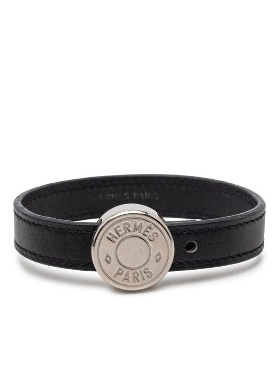 Hermes Jewelry - ★SOLD★ Hermes Series Looping Bracelet Black Orange Silver Leather Metal